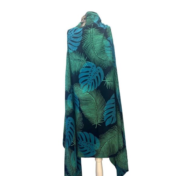 Caribelle Batik Kimono New With Tags Open Palm Breadfruit Deep Sea Print Ladies - Picture 3 of 9